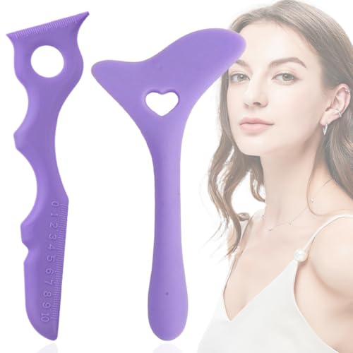2 Stück Silikon Eyeliner Schablonen, Make-Up Werkzeug für Anfänger, Silikon-Eyeliner-Hilfe, Lippenstift-Tragehilfe,Gesichtscreme, mehrzwecktauglich für perfekten Augen-Make-up-Look.(lila)