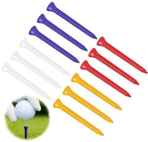 LEIBOCHAO Tee da Golf in plastica da 12 Pezzi 83 mm, Tee da Golf Ultra Resistenti e Stabili, l'attrito e Tee da Golf in Plastica Laterali, Lunghe, Riduce