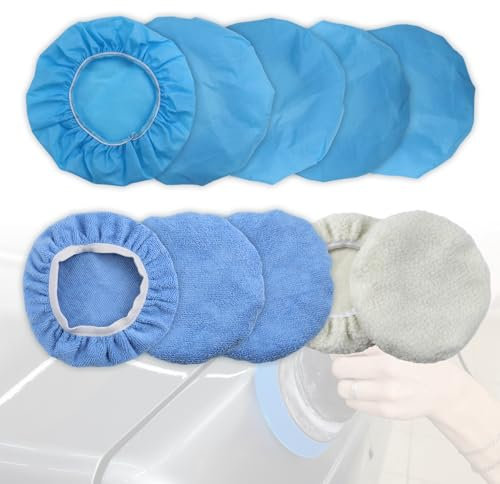 10 Pièces Tampons De Polissage Pour Voiture Bonnets De Polissage En Microfibre 230 MM - 250 MM Polissage Pour Capot De Voiture Pour Lustrage Et Cirage