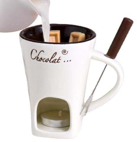 Schokoladenfondue Becher Set | Käseschmelzbecher Mit Gabeln | Schokoladen Fondue Becher Aus Keramik | Teelicht Kerze Fondue Becher | Butterwärmer Aus Keramik | Persönliche Schmelztopf Becher