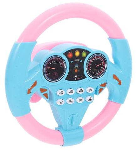 Toyvian Kids Steering Wheel - Toddler Steering Wheel Toy, Simulated Driving Controller, Pretend Driving Toy with Light Music for Boys Girls (Pink)