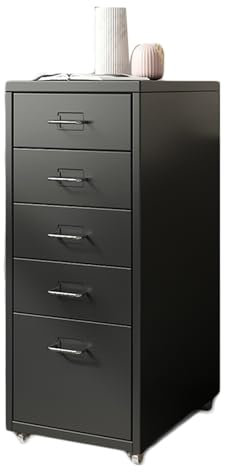 Generisch Kommode, Kommode mit 5 Schubladen für Schlafzimmer, Nachttisch, für Wohnzimmer, Flur, Büro, Klassenzimmer, Konferenzraum, große Kapazität (schwarz)