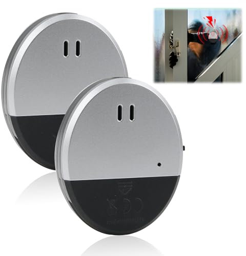 Window Alarms 130dB for Security 2pcs, Slim Vibration Siren Ultra, Glass Break Security Alert for Office Home Dorm Caravans Shed Doors Windows RV