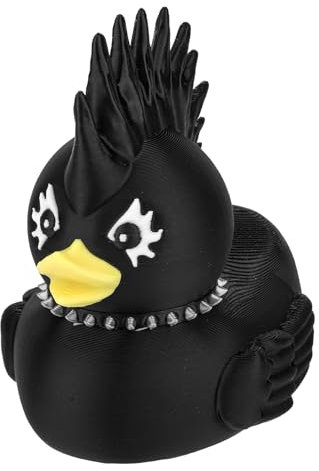 Pato Roca, 9cm Altura Impresión 3D Pato Oscuro Divertido Pato Punk Pato Gótico Patos Oscuros Únicos Juguete Baño Patito Adultos Hogar Oficina Coche Suministros Decoración y Regalos(Negro)