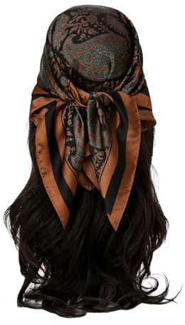 Floerns Women's Vintage Silk Bandana Paisley Print Headscarf Boho Square Hair Scarf Dark Brown One-Size