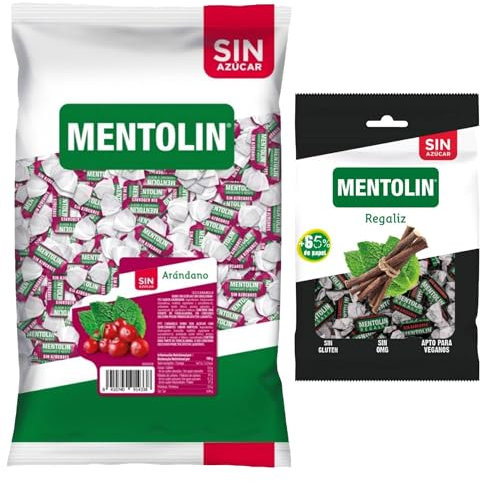Mentolín caramelos garganta arándano s/a bolsa 1kg y de regalo regaliz s/a bolsa 100g