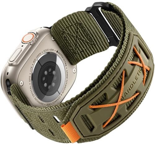 Bandletic Armband kompatibelt med Apple Watch Ultra på 49/46/45/44/42 mm (3/2/1),taktiskt ventilerande sportband av nylon för Apple Watch Ultra 3/2/1/iWatch Series SE 11/10/9/8/7/6/5/4/3/2/1