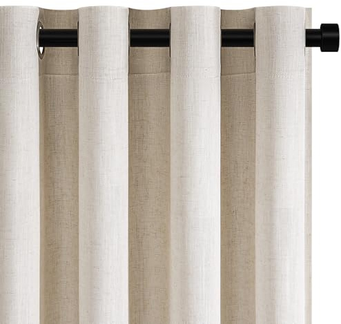 Topfinel Tenda Avorio Cameretta Bambina Tende Per Interni Lino con Occhielli Tenda a Pannello Semitrasparenti Tende Oscuranti per da Letto Soggirono 2 PCS 140x225 cm