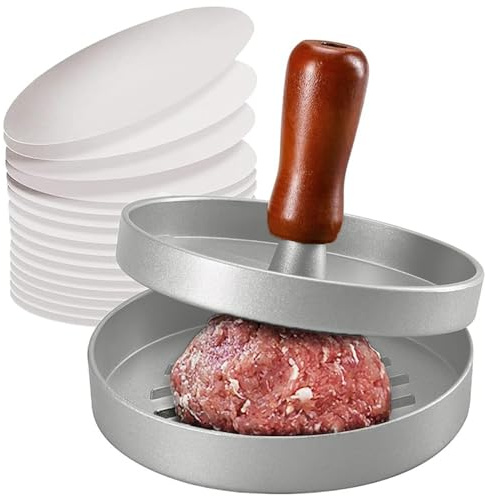 Smashed Ensemble de 100 moules à hamburgers ronds en acier inoxydable anti-adhésif pour cuisine barbecue