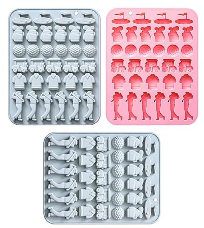 Silicone Moulds 3Pcs Golf Ball Shape Silicone Baking Soft Candy Chocolate Cake Mold Blue Powder