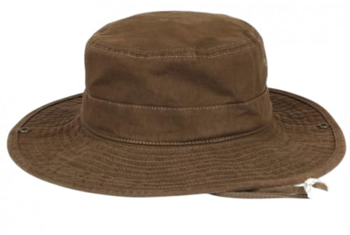 Nyls Creación Bob Safari Marrón Cordel Hombre Mujer - Sombrero Bob Large Algodón Denim - Unisex, marrón, Talla única