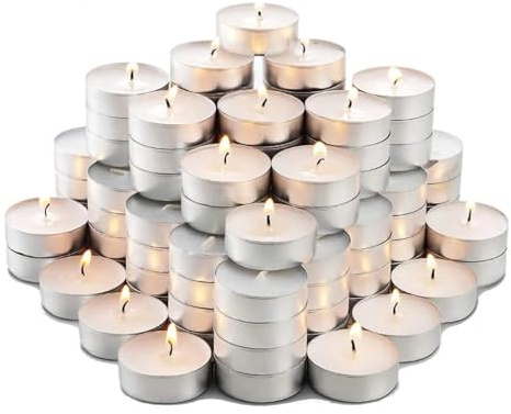 Unscented Tealight Candles, White – 100-Pack, 4-Hour Burn Time, Long-Lasting, Safe for Home, Weddings, Parties, Aromatherapy, and Candle Holders