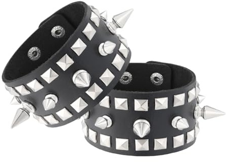 Eigso Bracelets à clous en cuir punk pour hommes Bracelet gothique à clous rétro vintage pour hommes