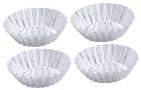 UKCOCO Moules à Tartelettes en Alliage D'aluminium Argenté Lot de 10 Conductivité Thermique Rapide Forme Fleur et Ondulée Facile à Nettoyer, pour Puddings et Soufflés