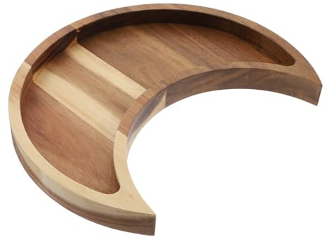 HAMPPLIES Plateau De Rangement Bois Forme Lune Présentation Fruits Secs Organisateur Bijoux Plateau Assiettes Bois
