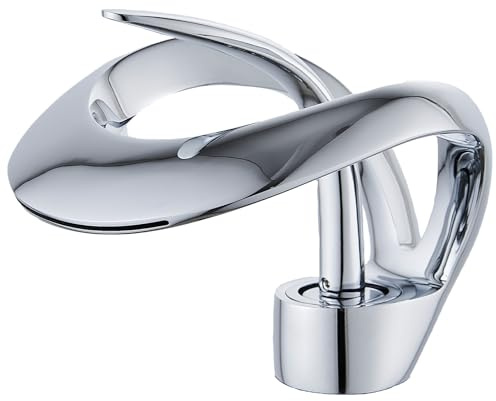 Dennienova Waterfall Bathroom Sink Tap, Toilet Basin Tap, Single Hole & Single Lever Mixer, Modern Design, Chrome