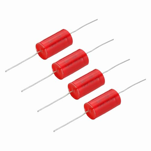 sourcing map Condensatore divisore di frequenza da 0,47 uf, 4 pezzi, 250 V, rosso, assiale, altoparlante, crossover, MKP, condensatore a pellicola