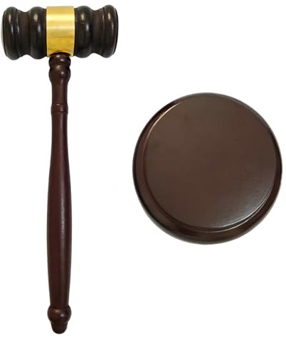 Juego de martillo de juez y bloque de resonancia de madera, martillo de juez, juego versátil para jueces, abogados, subastas y juegos de rol, color negro