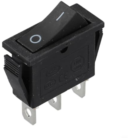 GANCEI 1 Stück Kcd3 rechteckiger verriegelnder Neon-Kippschalter, 3-polig, Ein-/Ausschalter mit Kontrollleuchte, AC 250 V 16 A, rot/grün/blau/gelb, für Automobil, Haushaltsgeräte, Steuerung (schwarz)