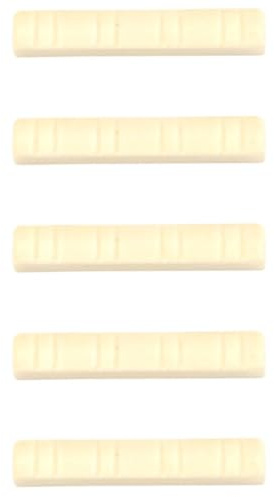 Cejuela de Mandolina de Plástico Beige para 8 Cuerdas, 5 Piezas Qc14 | Repuesto Ranurado, Longitud 3cm, Compatible Mandolina, Accesorio para Cuerdas