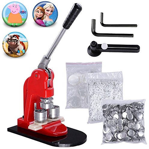 Mophorn Máquina para Fabricar Botones 44 mm 1000 Piezas - Máquina de Insignias y Pines Con Base Resistente 16 x 29 cm y Mango 30 cm - Para Hacer Chapas y Botones de Alfiler Personalizados