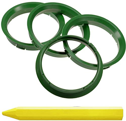 RKC 4X Zentrierringe Grün 72,5 mm x 67,1 mm + 1x Reifen Kreide Fett Stift