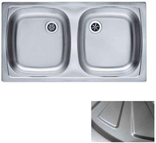 VBChome: lavandino doppio da incasso con foro per rubinetto, 780 x 435 mm, per campeggio, cucina - struttura in lino Basic 160 lavello in acciaio inox campeggio cucina lavello lavello lavello fi71
