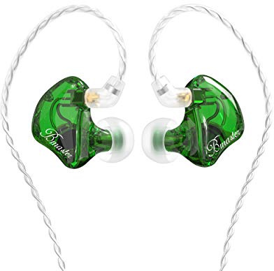 BASN Bmaster in Ear Monitor, Hybrid Triple Drivers Drummer IEM Headphones | HiFi Stereo Noise-Isolating Musicians Earphones for Stage Live Show, Carrying Case, Two Detachable MMCX 3.5mm Cables (Green)