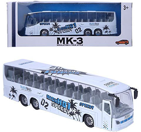 Zerodis 1:50 Simulation Transit Bus Modell,Bus Modell Spielzeug Alloy Pull-Back Busspielzeug mit Licht und Musik für Kinder(Weiß)