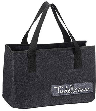Filztasche mit lustigen Sprüchen für Kaminholz Einkaufstasche Zeitungskorb Shopper aus Filz faltbar Kaminholztasche Filzkorb (Tüdelkram)