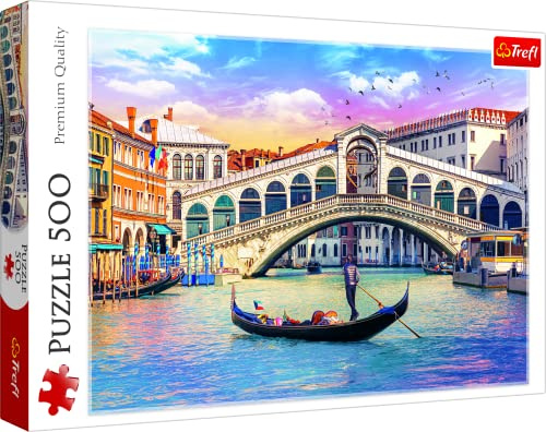 Trefl, Puzzle, Rialtobrücke, Venedig, 500 Teile, Premium Quality, für Erwachsene und Kinder ab 10 Jahren