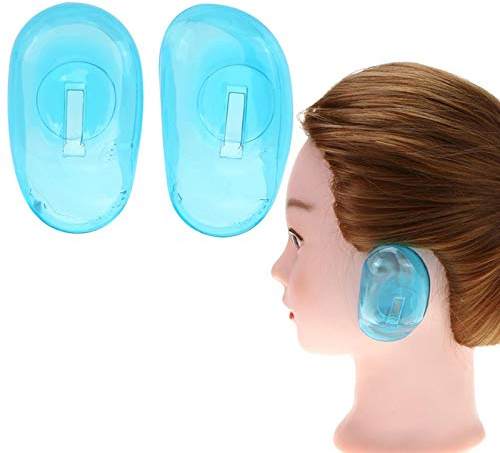 Rainai Paraorecchie per doccia, 2 pezzi in silicone per parrucchieri, colorante per orecchie, per salone, protezioni per le orecchie, accessori per trattamenti di colorazione dei capelli, (blu)