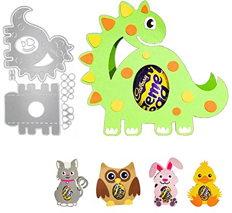 Bymivofun 3D Oster Stanzbögen, Hasen Eier Stanzformen, Oster Stanzschablonen Set, für Scrapbooking, Fotopapier, Karten, Bastelprägung, DIY-Herstellung (Dinosaurier)
