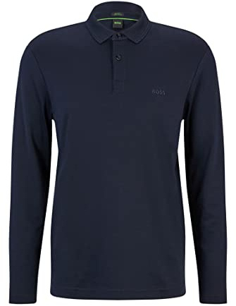 BOSS Mens Pirol Tonal-Logo Polo Shirt in Interlock Cotton