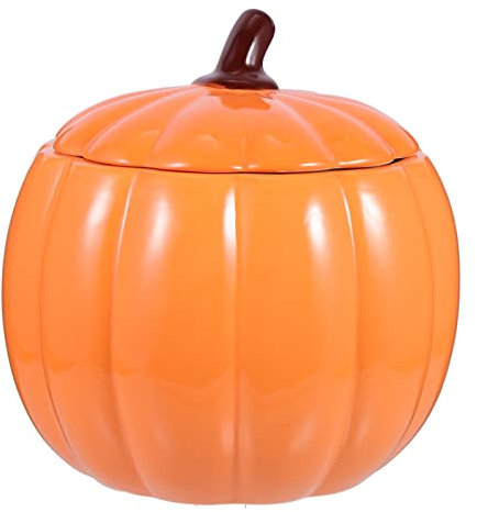 Operitacx Lata de Sopa de Calabaza Tarro de Cerámica Festival Cosecha Taza Forma de Calabaza Bote de Halloween