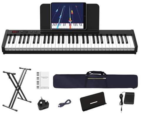 OYAYO 61 Keys Keyboard Piano with Semi-Weighted Keys & Keyboard Stand, Portable Electronic Piano Support MIDI USB Interface & Bluetooth, Piano Keyboard Great for Beginners and Children Adults