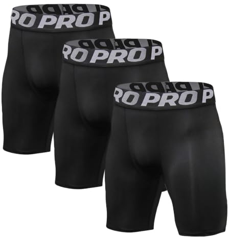 LANBAOSI Lot de 3 Shorts de Compression pour Hommes Short de Compression à Séchage Rapide et Respirant Short de Sport Ajusté