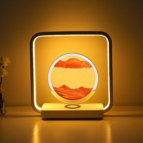 ACAREY Weihnachtsdeko Sandbilder Zum Drehen mit LED licht 10 Bewegliches Sandkunstbild 3D Fließende Sandkunst Bewegende Sandkunst, Weihnachten Geschenk für Für Kinder (Gelb A)