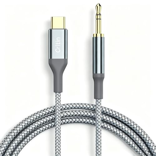 Câble USB C vers jack auxiliaire audio 3,5 mm, adaptateur de type C vers casque stéréo mâle de 3,5 mm, câble TRS auxiliaire tressé mini jack stéréo mâle vers mâle, pour Samsung Galaxy S21/iPad