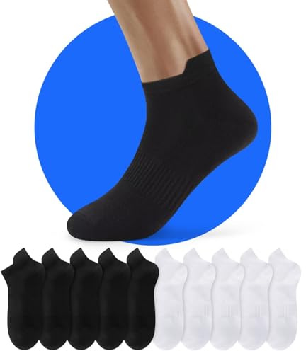 NUOZA Socken Herren 47-49 Sneakersocken Damen Sneaker Kurze Snickers Schwarze Halbe Sport-Söckchen Wandersocken Weiß Baumwolle Atmungsaktive 10 Paar