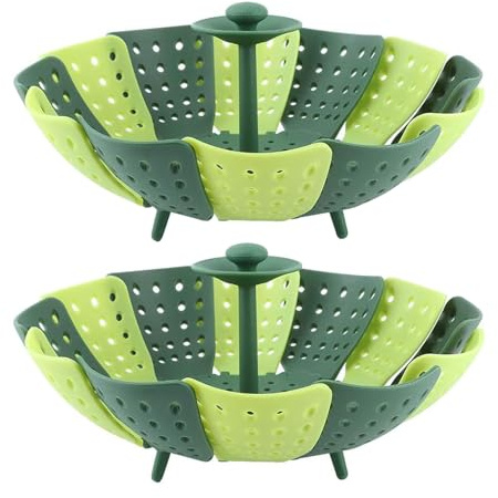 Cesta De Vapor De 2 Piezas, Cesta De Vapor Plegable Para Verduras Inserto De Vapor De Plástico Para Olla Con Asa Central Cesta De Vapor Diseño Que Ahorra Espacio Vaporera De Cocina