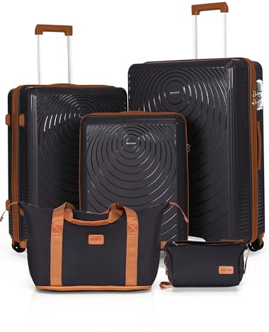 CONCEPTEN Luggage Sets 5 Piece,Lightweight,Impact-Resistant,Wear-Resistant Suitcases with Wheels, Hardshell Suitcase Set with Spinner Wheels, PP Carry on Luggage Set with TSA Lock, Travel Luggage
