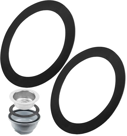 Flachdichtung für Siebkorbablauf, 2 Stück, Ø 113 x 86 x 1 mm, für 3 1/2 Garnituren, kompatibel mit BLANCO, FRANKE, VIEGA, IKEA, uvm., Dichtungssatz Küchenarmatur, Dichtring Siebkorb, Gummidichtung