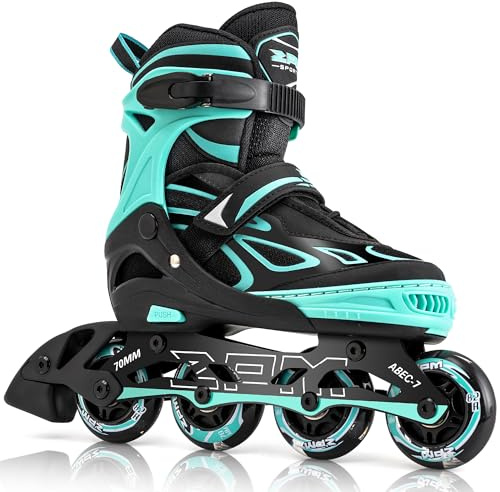 2pm Sports Adjustable Kids Inline Skates, Inline Skates for Boys and Girls - Mint Large