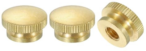 QUARKZMAN Dadi a Farfalla Scanalati, 3pz M8 x D20mm x H12mm Foro Cieco Ottone a Testa Alta con Colletto a Testa Alta Foro Cieco Elementi Fissaggio Pomelli Rotondi per Parti Stampanti 3D