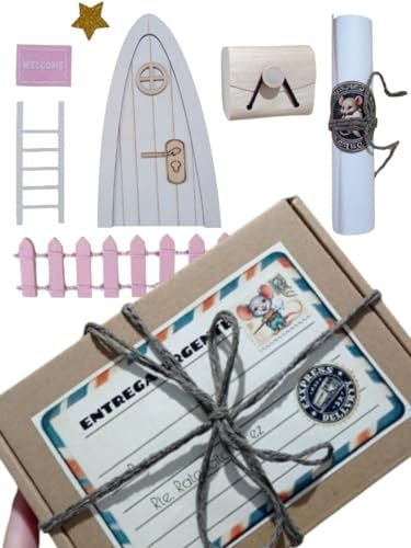 PUERTA MAGICA RATONCITO PEREZ. BUZON MAGICO RATONCITO PEREZ CON ACCESORIOS + CARTA DEL RATONCITO Y PAQUETE DE ENTREGA URGENTE PARA PERSONALIZAR CON EL NOMBRE DEL NIÑO. REGALO CAIDA DE DIENTES.
