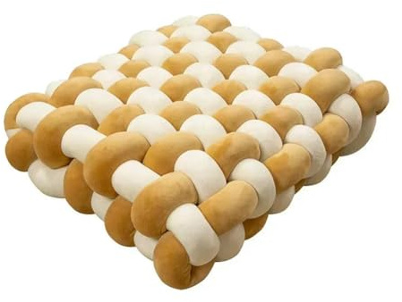1 coussin carré noué oreiller esthétique nordique chaise de bureau coussin décoratif en peluche dormeuse nœud dos fait main coussin blanc camel 40 x 40 x 12 cm