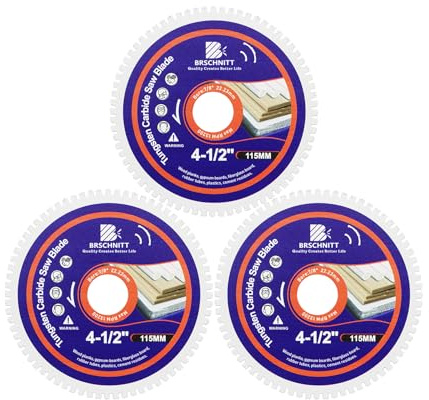 BRSCHNITT Lama per legno in carburo di tungsteno, 11,4 cm, disco da taglio per legno da 22,23 mm, per legno, con chiodi, laminato, plastica, pannelli in fibra di vetro, tubi di gomma, residui di