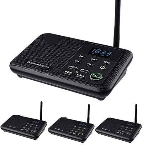 Citofoni senza fili di interfono wireless a lungo raggio da 1 miglio for la comunicazione tra uffici domestici e aziendali da una stanza all'altra. per casa(4 Unit Black)