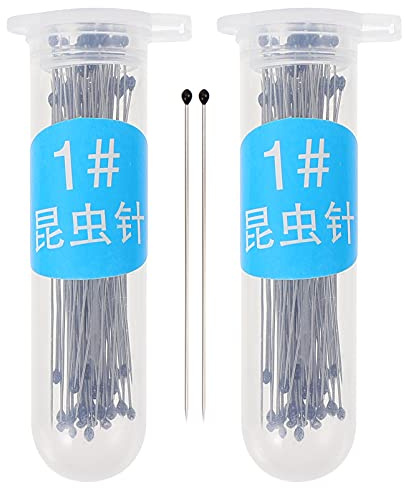 KICHOUSE 200pièces Aiguilles Acier Inoxydable Pour Collection Et Fixation De Spécimens Entomologiques Épingles Résistantes Anticorrosion Avec Flacons Plastique Pour Organisation Sécurisée